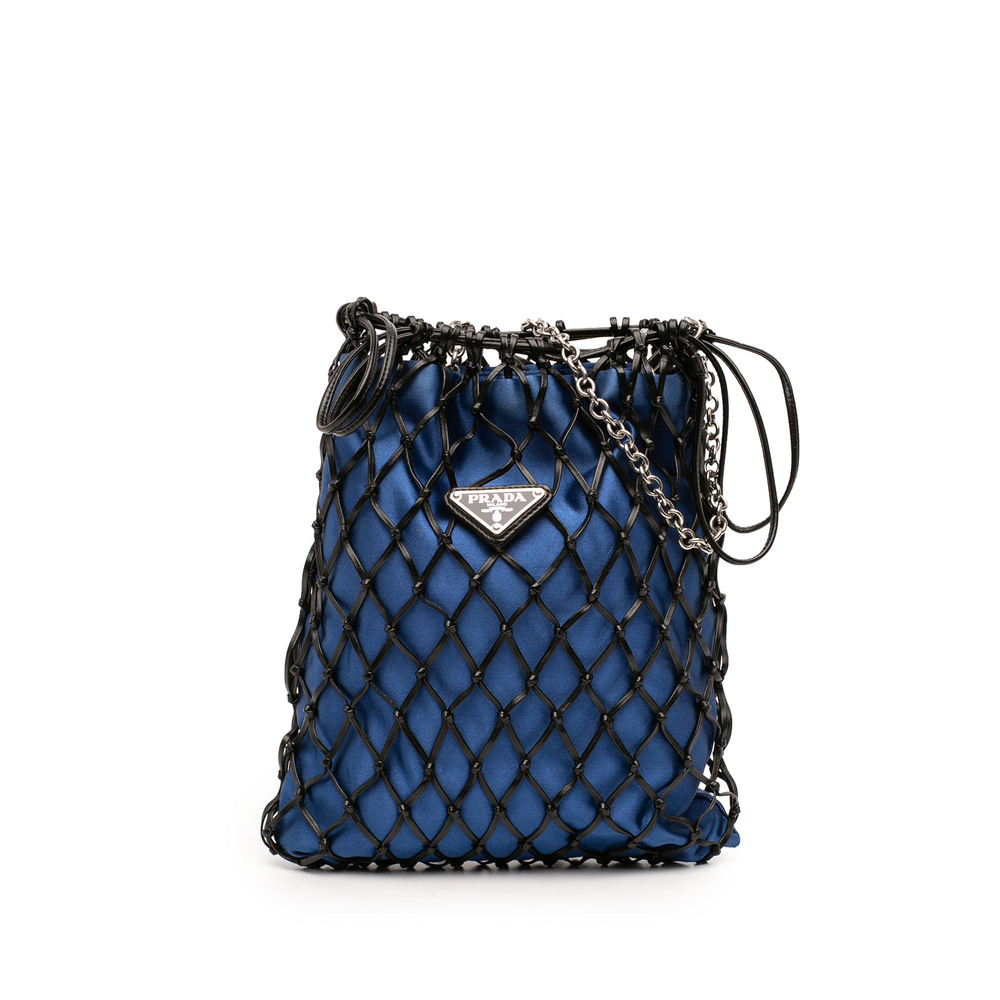 Pre-Loved Prada Satin and Leather Net Chain Crossbody